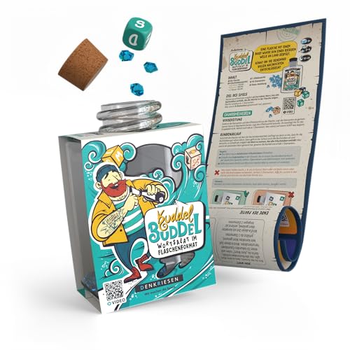 DENKRIESEN - Kuddel Buddel - das Würfelspiel für Kinder & Familien ab 8 Jahren | Reaktionsspiel und Gesellschaftsspiel für 2–6 Spieler | Aktionsspiel ca. 10–15min inkl. Diamanten, Flasche und Würfel DENKRIESEN - Kuddel Buddel - das Würfelspiel für Kinder & Familien ab 8 Jahren | Reaktionsspiel und Gesellschaftsspiel für 2–6 Spieler | Aktionsspiel ca. 10–15min inkl. Diamanten, Flasche und Würfel von DENKRIESEN