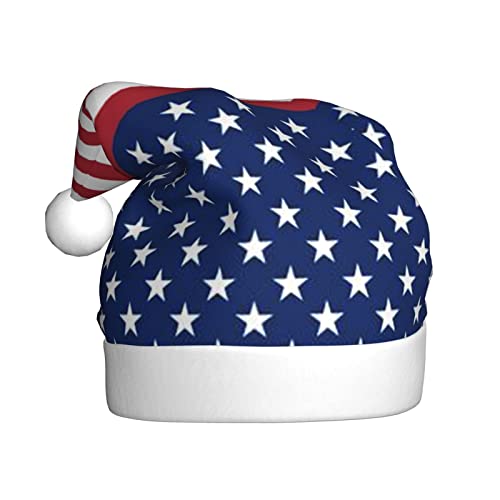 DENMER Erwachsene Amerikanische Flagge Sterne Streifen Plüsch Weihnachtsmütze Neujahr Festliche Party Weihnachten Supplies von DENMER