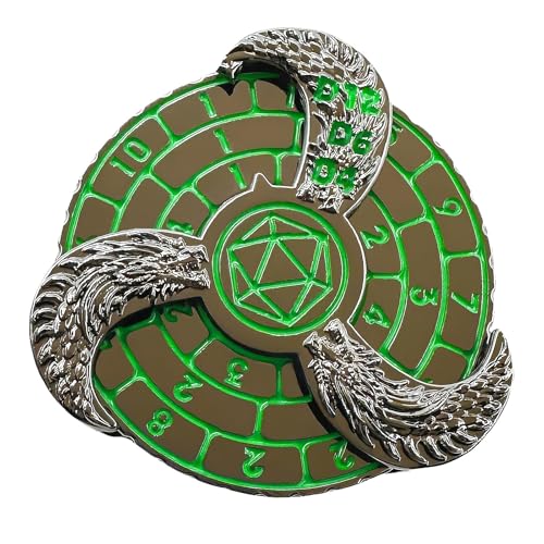 D&D Themed Fidget Spinner D4 D6 D8 D10 D12 D20 D% 7-in-1 Metallwürfel, perfekt für D&D Dungeons and Dragons, RPG und Pathfinder Rollenspiele (Grün) von DEPINCHENG