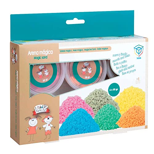 DEQUBE Magischer Sand, 6 Dosen x 50 g, 6 verschiedene Farben, sauber, weich und ungiftig, kreatives Set (Tachan 912D00009) von DQB DeQUBE