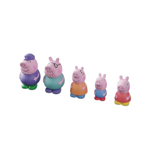 Peppa Pig – Set mit 5 Badefiguren Peppa Wutz – Wasser- und Badespielzeug – inklusive Mama, Papa, Opa, Schorsch und Peppa (DeQube 919D00048) von DQB DeQUBE