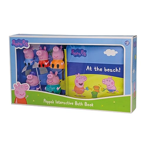 Peppa Wutz Badebuch und Fingerpuppen, Set mit 5 Peppa Wutz Familien-Fingerpuppen, Bade- und Poolspielzeug, ab 12 Monaten (Deqube 919D00051) von DQB DeQUBE