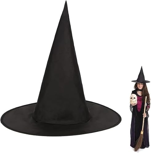 DERAYEE 2PC Hexenhut Halloween, Schwarze Hexenhut für Erwachsene, Hexen Kostüm Zubehör, Karnevalshut, Reite Krempe Spitzhut, für Karneval Cosplay party Halloween Festival von DERAYEE