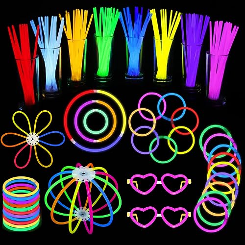 DERAYEE 30 Stück Knicklichter,Neon Leuchtstäbe Party Pack mit 30 Verbinder und Leuchtbrillen Set für Party von DERAYEE
