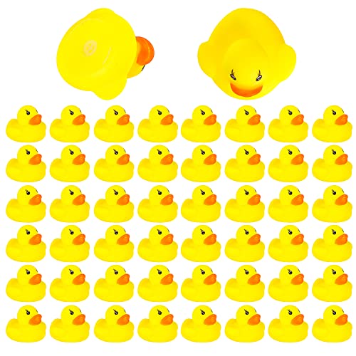 DERAYEE 50 Stück Gelbe Mini Badeenten Schwimmendes Schwimmendes Badespielzeug Set klassisches Quietscheentchen für Kinder Dusch Geburtstags Partyartikel von DERAYEE