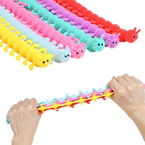 DERAYEE 6 Stück Spielzeug aus dehnbarem Seil, Farbe sensorisches Spielzeug gegen Stress, Fidget Toys für Kinder und Erwachsene mit Zwangsstörung und Autismus (Chenille) von DERAYEE