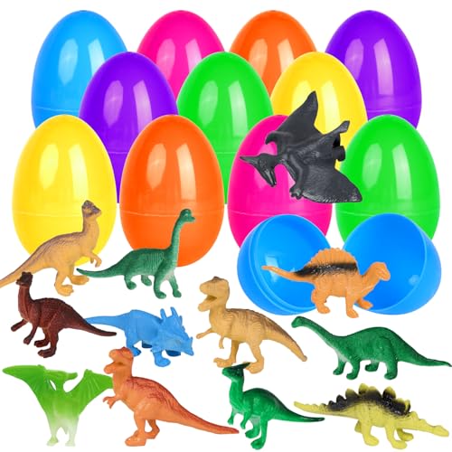 DERAYEE Dinosaurier-Eier, 12 Dinosaurier-Spielzeuge, Ostergeschenk, Kinder, Überraschung, Osterjagd, Osterspielzeug, Kinder von DERAYEE