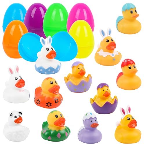 DERAYEE Enteneier-Set, 12 Spielzeug, Enten, Osterei, Ente, Eierjagd, Geschenk für Ostern, Kinder, Ostereier, Überraschung von DERAYEE