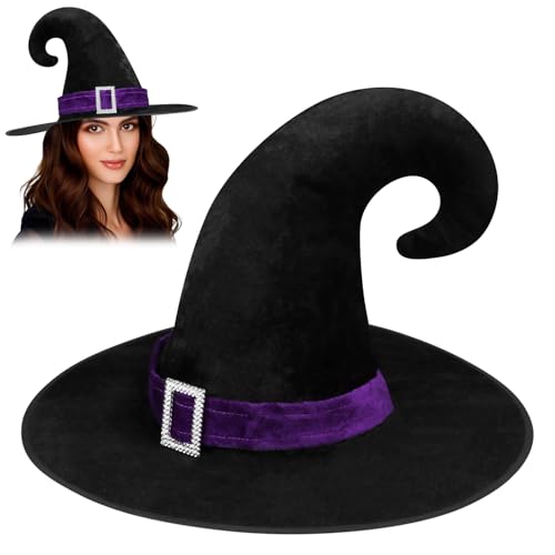 DERAYEE Hexenhut Halloween, Schwarze Hexenhut,Hexen Kostüm Zubehör, Karnevalshut, Reite Krempe Spitzhut für Damen Karneval Cos party Halloween Festival DERAYEE Hexenhut Halloween, Schwarze Hexenhut,Hexen Kostüm Zubehör, Karnevalshut, Reite Krempe Spitzhut für Damen Karneval Cos party Halloween Festival von DERAYEE