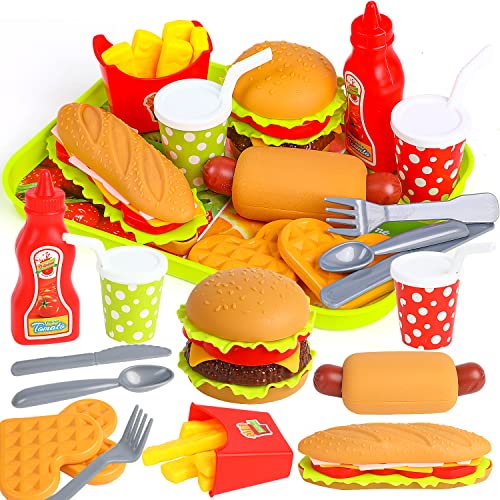 DERAYEE Küchenspielzeug,Lebensmittel Spielzeug, Hamburger Set Rollenspiele Geschenk für Kinder ab 3 Jahre von DERAYEE