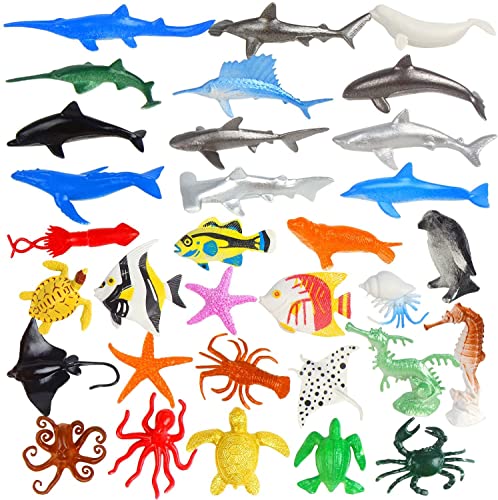 DERAYEE Spielzeug für Meerestiere, Tierfigur, Badespielzeug – Spielzeug zum Erlernen des Meereslebens, Geschenke für Kinder, 32 Stück von DERAYEE