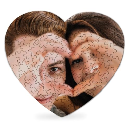 Personalisierbares Puzzle mit Foto in Herzform, personalisierbar, mit Foto zum Zusammenbauen, originelles Geschenk, personalisierbar, 35 x 31 cm, 111 Teile von DEREGALOOS