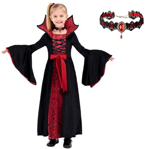 DERJLY Halloween Mädchen Vampir Kostüm: Kinder Vampire Kostüme für Karneval Cosplay Verkleiden Party DERJLY Halloween Mädchen Vampir Kostüm: Kinder Vampire Kostüme für Karneval Cosplay Verkleiden Party von DERJLY