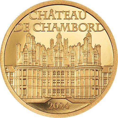 Château De Chambord | Cook Islands | Feingold | Das berühmte französische Schloss im Département Loir-et-Cher im Loire-Tal | Sammlermünze | Mehrwertsteuerfrei | Höchste Prägequalität | Polierte Platte von DEUTSCHER MÜNZEXPRESS