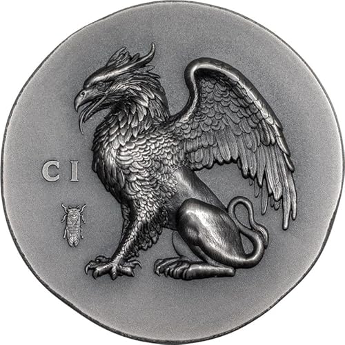 DEUTSCHER MÜNZEXPRESS Cook Islands Gryphon - Greif | Feinsilber | Numismatic Icons Serie | Sammlermünze | 2024 | Antik Finish von DEUTSCHER MÜNZEXPRESS