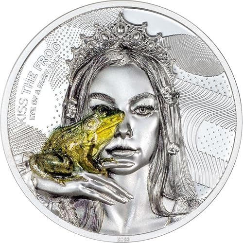 DEUTSCHER MÜNZEXPRESS Cook Islands Kiss The Frog - Froschkönig 2023 | Ausgabe der Serie Eye of a Fairytale | Feinsilber | Sammlermünze | Höchste Prägequalität | Polierte Platte | Geringe Auflage von DEUTSCHER MÜNZEXPRESS