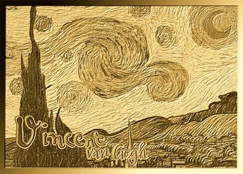 DEUTSCHER MÜNZEXPRESS Van Gogh | Sternennacht | Feingoldbarren | Mehrwertsteuerfrei | In Coincard | Mit Echtheitszertifikat von DEUTSCHER MÜNZEXPRESS