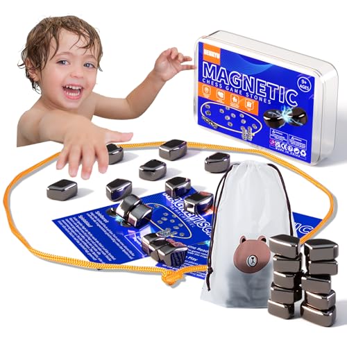 Magnetisches Schachspiel, DEUXYU 22 STK Magnetsteine Brettspiel, Tragbar Magnetspiel, Schachbrett Magnetisch, Puzzle Spiel Magnetic Chess Game für Familien-Party, Weihnachten, Geburtstag Geschenk von DEUXYU