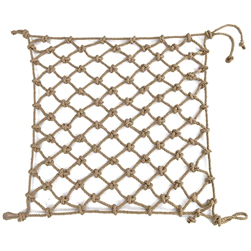 Seilkletternetz für Kinder Draussen Hanfnetz 1x5m, Seilnetz Zucht Dekorativer Zaun Mediterraner Stil Dekoratives Hanfseilnetz (8mm Seil, 8cm/10cm/12cm Maschenweite) Seilnetze Schwerlast(10X10cm,2x3m(6 von DEWADE