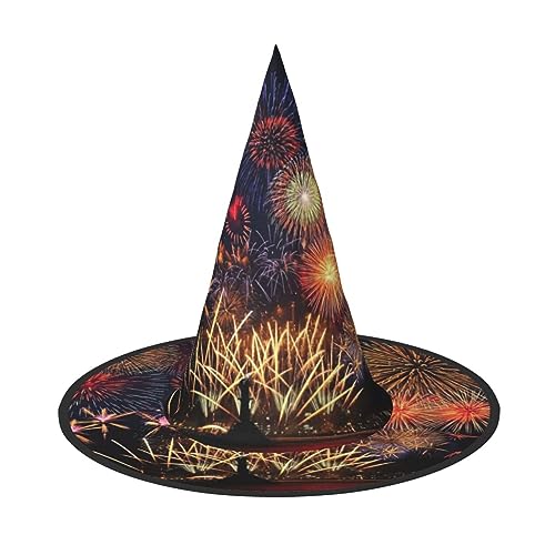 DEXNEL 1 Stück Feuerwerk Halloween Hexenhut für Frauen Kostüm Moderne Hexen Hüte Erwachsene Hexe Zauberer Hüte von DEXNEL