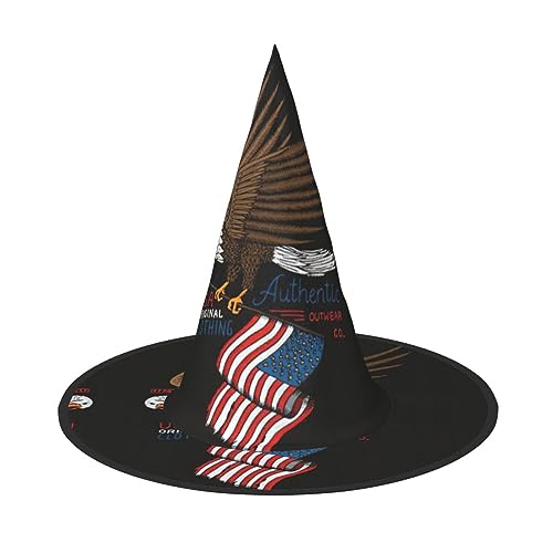 DEXNEL 1 Stück USA Patriotischer Adler mit amerikanischer Flagge Halloween Hexenhut für Frauen Kostüm Moderne Hexenhüte Erwachsene Hexe Zauberer Hüte von DEXNEL