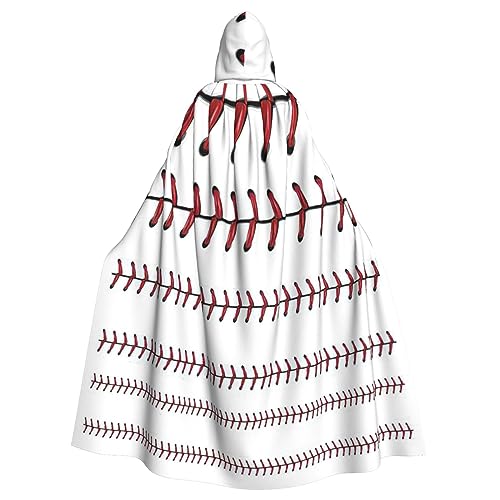 DEXNEL Baseball-Umhang mit Kapuze, Softball, rote Schnürsenkel, Unisex, für Erwachsene, leicht, für Halloween, Cosplay-Kostüme von DEXNEL