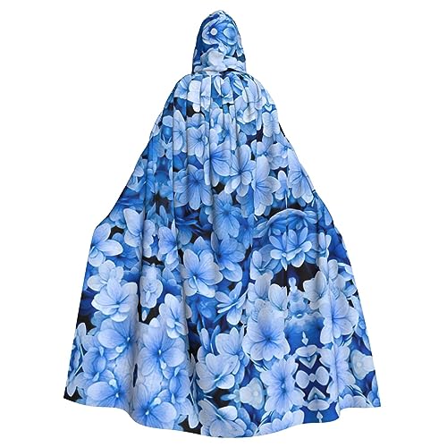 DEXNEL Blaue Blumen Unisex Kapuzenmantel für Erwachsene, leicht, für Halloween, Cosplay-Kostüme von DEXNEL