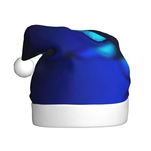 DEXNEL Blaue Schmetterlings-Weihnachtsmannmützen für Erwachsene, Männer, Frauen, Weihnachten, Urlaub, Neujahr, Weihnachten, Partyzubehör, Geschenke von DEXNEL