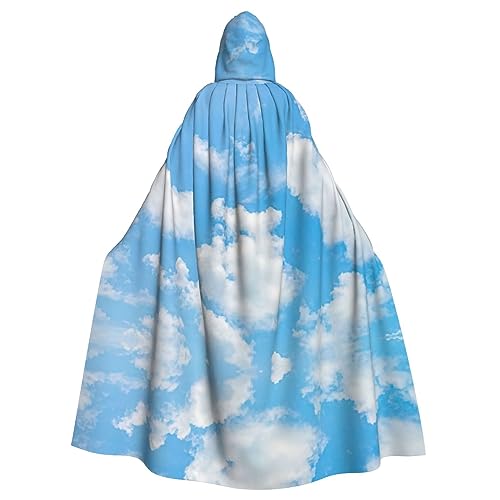 DEXNEL Blauer Himmel, weiße Wolke, Unisex, mit Kapuze, leichter Mantel, Umhang für Halloween, Cosplay-Kostüme von DEXNEL