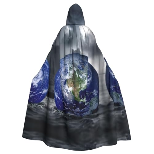 DEXNEL Cool Earth Planet Ocean Storm Full Length Hooded Cloak Halloween Fancy Cape Costumes,Carnival Fancy Dress Cosplay von DEXNEL