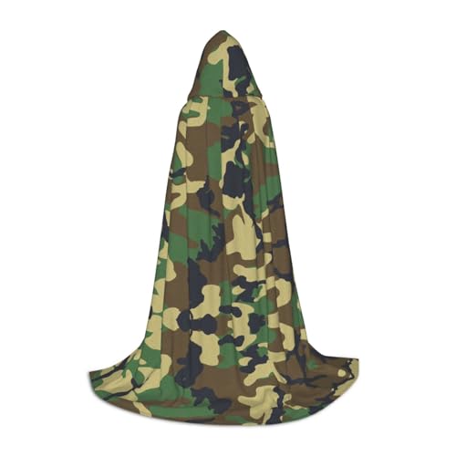 DEXNEL Grüner Militär-Camouflage-Umhang, Uni, mit Kapuze, leicht, für Karneval, Cosplay, Kostüme, Party-Requisiten von DEXNEL