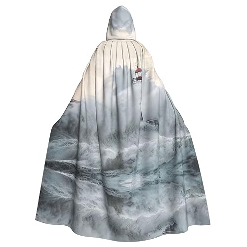 DEXNEL Lighthouse In Storm Unisex Kapuzenmantel für Erwachsene, leicht, für Halloween, Cosplay-Kostüme von DEXNEL