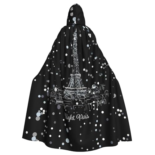 DEXNEL Night Paris Eiffelturm Kapuzenumhang in voller Länge, Halloween, Fasching, Karneval, Cosplay von DEXNEL