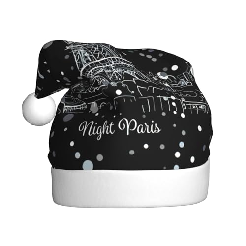 DEXNEL Night Paris Eiffelturm Nikolausmützen für Erwachsene Männer Frauen Weihnachten Urlaub Neujahr Weihnachten Party Supplies Geschenke von DEXNEL