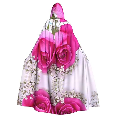 DEXNEL Pink Rose 4 Unisex Kapuzenmantel für Erwachsene, leicht, für Halloween, Cosplay-Kostüme von DEXNEL