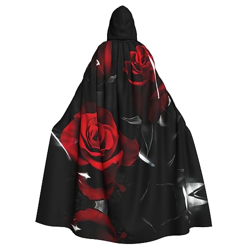 DEXNEL Red Rose 3 Unisex Kapuzenmantel für Erwachsene, leicht, für Halloween, Cosplay-Kostüme von DEXNEL