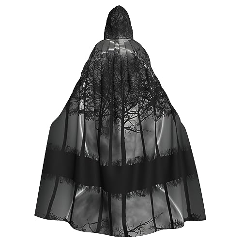 DEXNEL Trees Dark Moon Unisex Kapuzenmantel für Erwachsene, leicht, für Halloween, Cosplay-Kostüme von DEXNEL