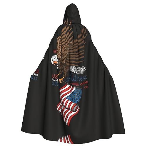 DEXNEL Usa Patriotischer Adler mit amerikanischer Flagge, Unisex-Kapuzenmantel für Erwachsene, leichter Mantel für Halloween, Cosplay-Kostüme von DEXNEL