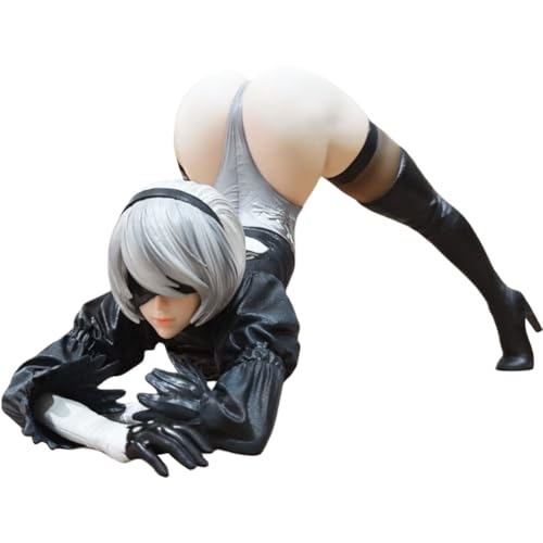 DEXSHUN 2B Figurine Anime 2Byorha Figur 2Bautomata Actionfigur Anime Charakter Liegende Haltung Modell PVC Skulpture Deskto Dekoration Geschenk Figurine 16cm von DEXSHUN