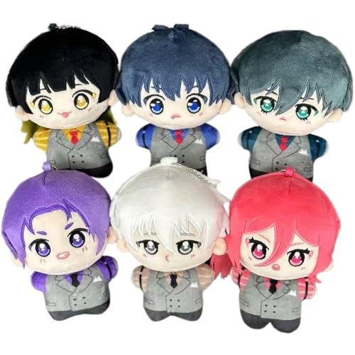 DEXSHUN 6pcs Seishiro Nagi Soft Figur Isagi Yoichi Stoffpuppen Anime Weiche Figur Cartoon Figure Peripherie Anhänger Geschenk Rucksack Charme 10cm von DEXSHUN