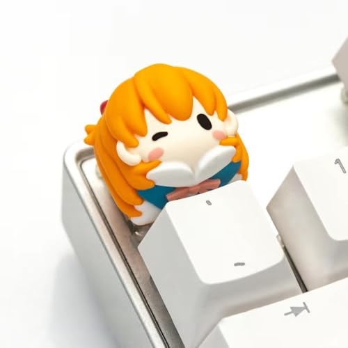 DEXSHUN Anime Cartoon Keycaps Asuka Langley Soryu Mechanische Tastatur Tastenkappen Anime Figur Asuka Langley Soryu Tastenkappen Harzig Gaming Tastenkappe Keyboard Accessories Sammlerstücke Geschenke von DEXSHUN