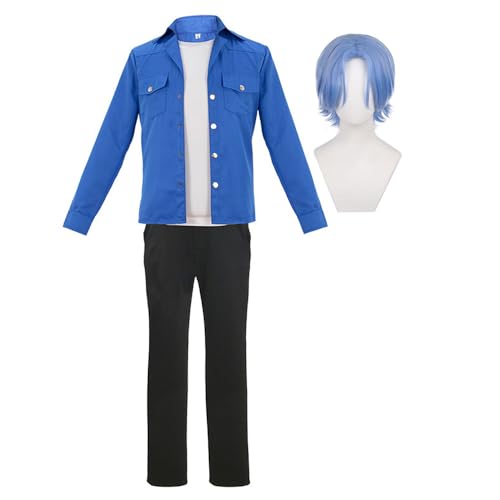 DEXSHUN Anime Kostüm Langa Hasegaw Cosplay Kostüm, Anime Charaktere Langa Hasegaw Uniform Full Set, Halloween Party Kostüm mit Perücke, Karneval Party Fancy Dress, Maskerade von DEXSHUN