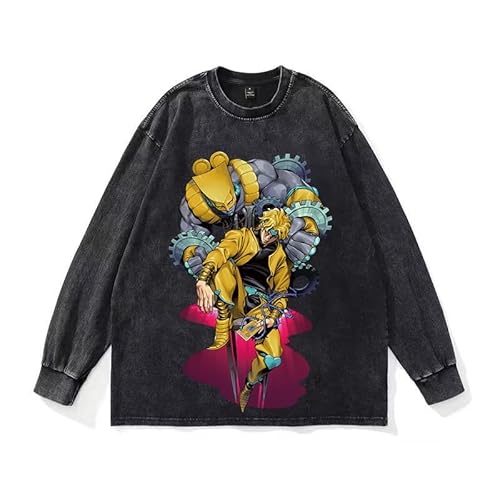 DEXSHUN Anime Manga Sweatshirt Kujo Jotaro Sweatshirt Anime Cosplay Rundhals Sweatshirt Dio Brando Langarm Sweatshirt Unisex Hoodie Casual Langarm Sweatshirts von DEXSHUN