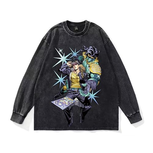 DEXSHUN Anime Manga Sweatshirt Kujo Jotaro Sweatshirt Anime Cosplay Rundhals Sweatshirt Dio Brando Langarm Sweatshirt Unisex Hoodie Casual Langarm Sweatshirts von DEXSHUN