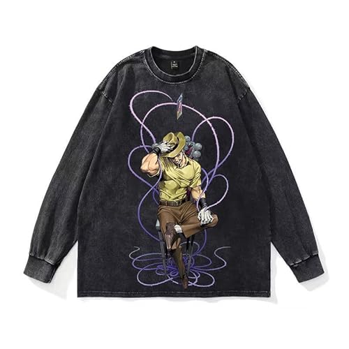 DEXSHUN Anime Manga Sweatshirt Kujo Jotaro Sweatshirt Anime Cosplay Rundhals Sweatshirt Dio Brando Langarm Sweatshirt Unisex Hoodie Casual Langarm Sweatshirts von DEXSHUN