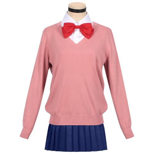 DEXSHUN Momo Ayase Cosplay Kostüm Outfit Anime Cosplay Kostüme Rollenspiel Uniform Komplettes Set Rosa Uniform Shirt Faltenrock Halloween Rollenspiel Party Uniform Anzug Outfits Geschenke für Damen von DEXSHUN