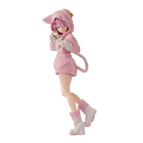 Re:0 Anime Figur | Rosa Ram Stehende Actionfigur | Katzenohr Dress Up Ver. | PVC 21.5CM Desktop Ornament Sammlerstück von DEXSHUN