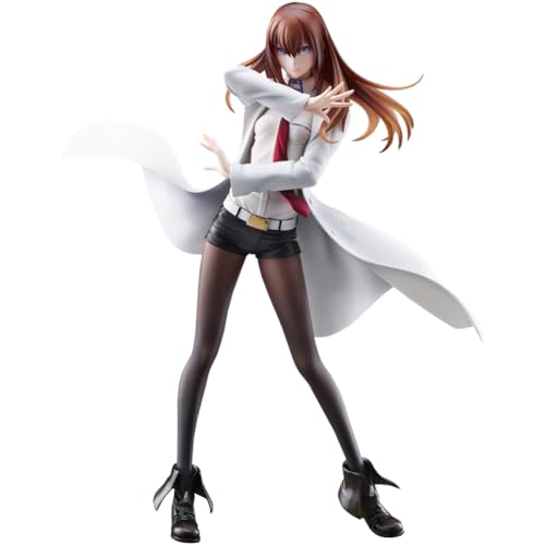 Steins Gate Anime Figur Makise Kurisu Action Figur weiß Uniform Stil Statue schwarz Seide stehend Charakter Modell PVC 21CM Desktop Ornamente von DEXSHUN