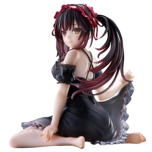 Tokisaki Kurumi Figur Anime Action Modell, Schwarzer Pyjama Stil Sitzende Position Statue, Handgemachtes Sammlerstück PVC Figur Modell Desktop Dekoration 13CM von DEXSHUN