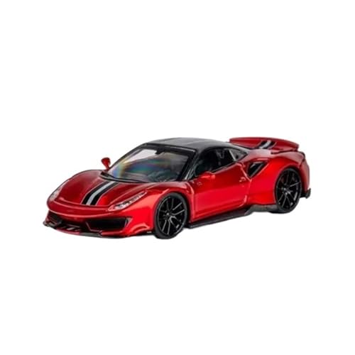 DFHKLU 1/64 Für Novitec 488 Candy Rot Mit Schwarz Streifen Diecast Modell Auto(No Box) von DFHKLU